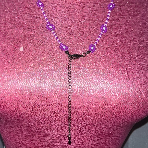 purple sleepy kuromi sanrio adjustable flower beaded necklace - Picture 4 of 4